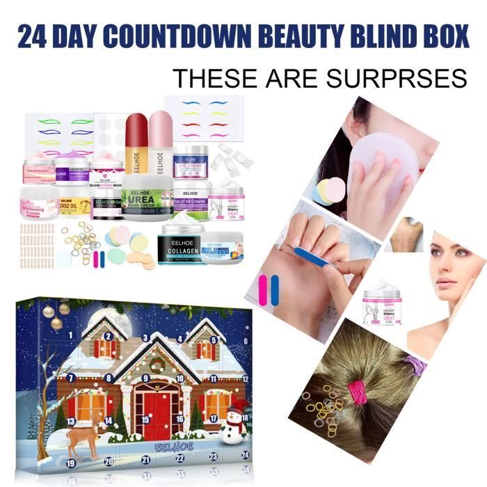 Tenue-Coffret De Beauté À Compte À Rebours De Noël, Calendrier De L'avent Pratique, Coffret Cadeau Créatif Po