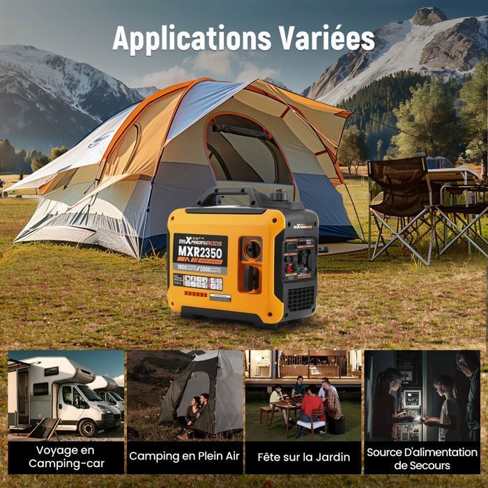 Groupe électrogène Inverter 2KW Essence générateur silencieux 230V portable camping