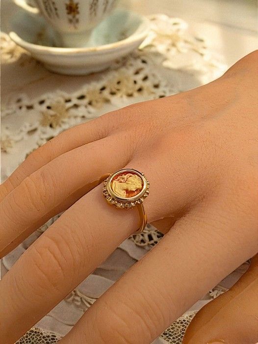 Bague Camé orange Plaqué Or 750/000