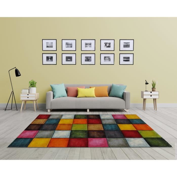 Tapis de Salon à Poils Courts - THE CARPET - Belis - Multicolore - 120x170 cm - Rectangulaire
