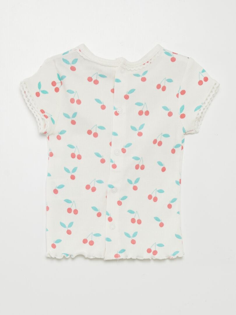Geribbeld T-shirt - WIT