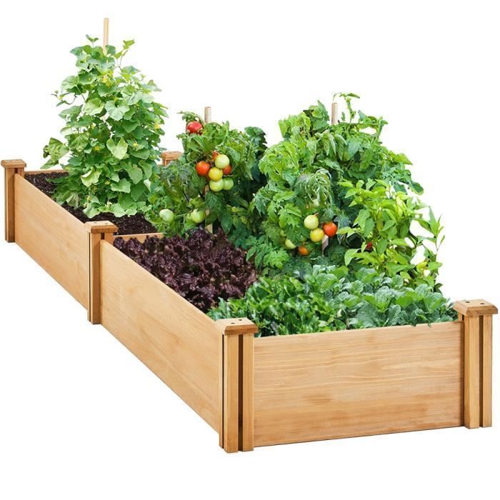 Yaheetech Wooden Raised Garden Bed, Outdoor/Indoor Vegetable Planter, Flower and Vegetable Planter, 245.5 × 62.5 × 27 cm