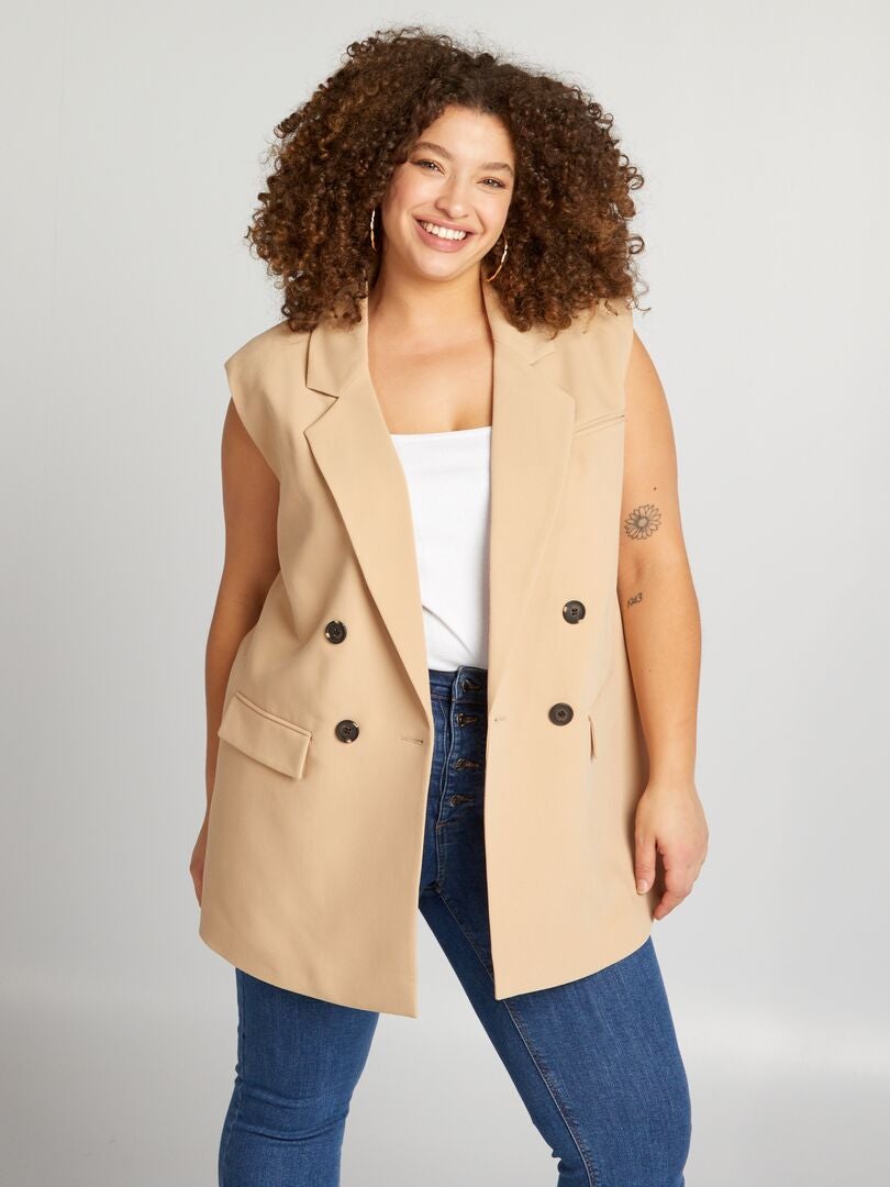 Chaqueta de traje sin mangas - BEIGE