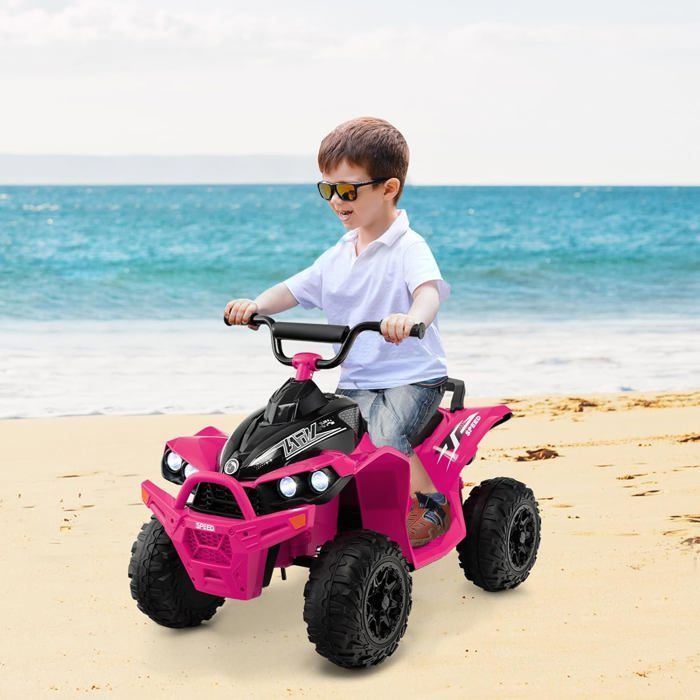 Quad eléctrico COSTWAY para niños, 12V7Ah, luces LED, música, claxon, ruedas anchas, para niños de 3 a 8 años, 96 x 58 x 70 cm, rosa.