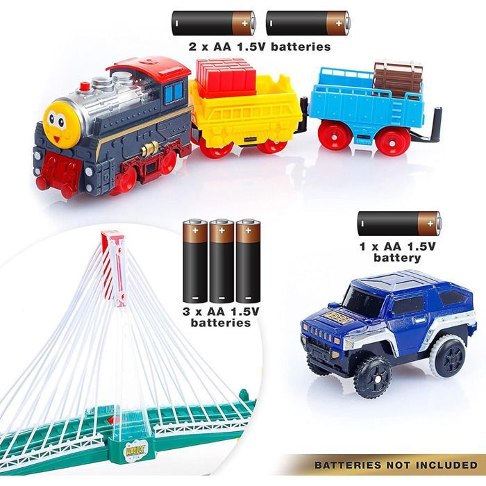 MARSEE elektrische racebaan voor jongens van 3-6 jaar, speelgoedbaan met auto's en accessoires, kerstcadeau voor kinderen