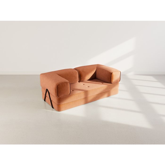 Poppy - Sofá convertible de 3 plazas en terciopelo de pana - Terracota