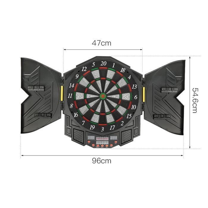 Cible de fléchettes électronique - WISS - Avec 12 flèches et Affichage LED - 216 jeux