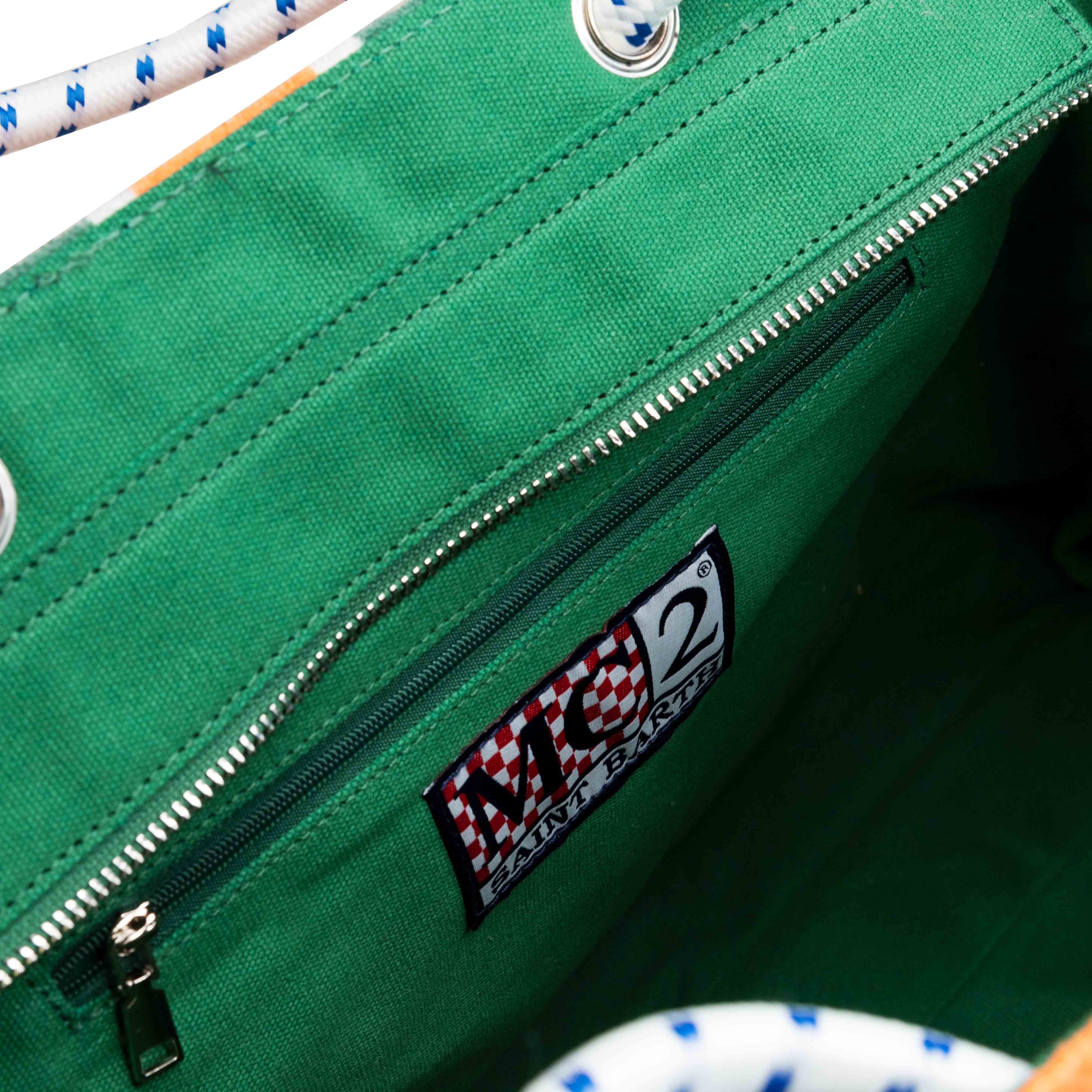 Gestreepte sponszak met borduurwerk