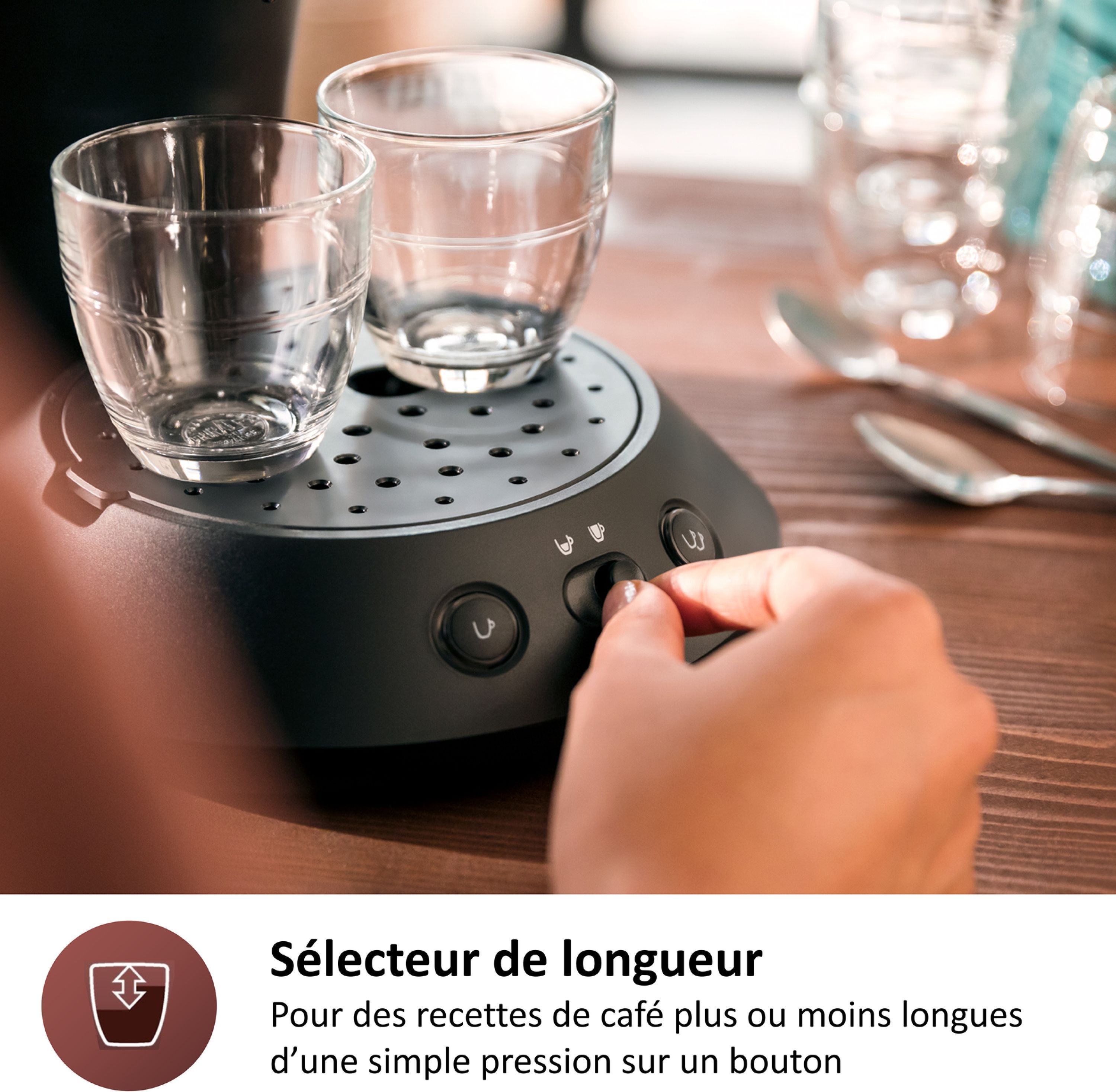 Cafetera de cápsulas - PHILIPS - SENSEO - CSA210/61 - Original Plus - Negro intenso