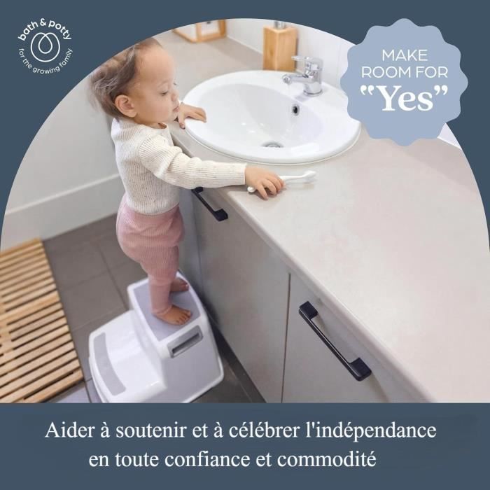 Tabouret marchepied - DREAMBABY - 2 Up - Antidérapant et texturé - Jusqu'à 80 kg pour les petits et les adultes - Gris