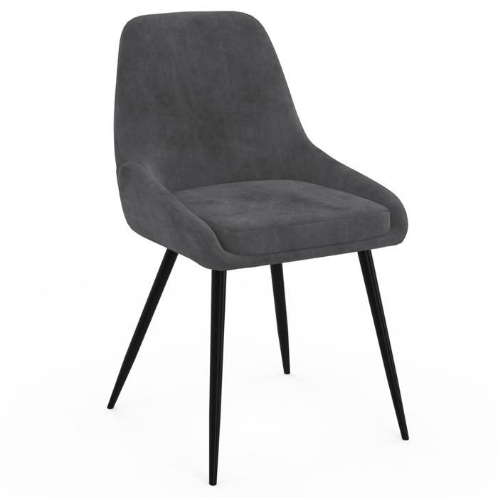 IDMARKET Set van 6 THALYA eetkamerstoelen in grijs fluweel
