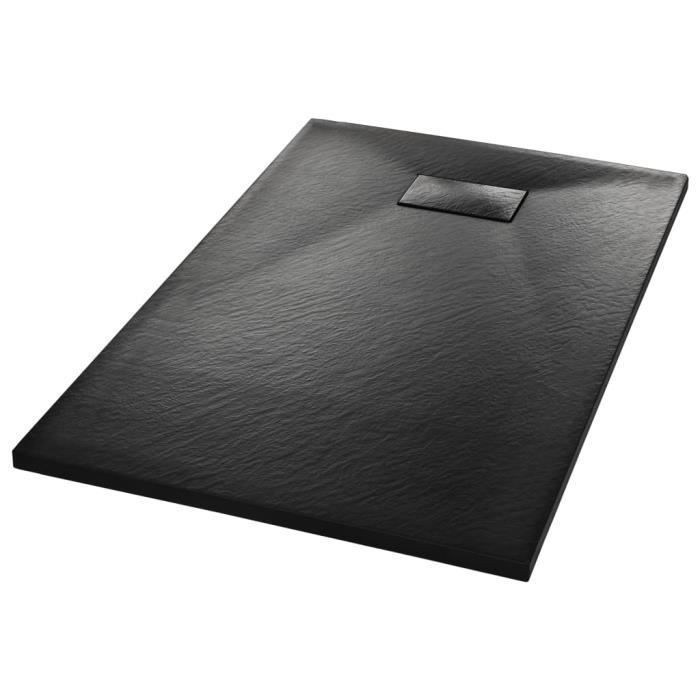 Plato de ducha - OVONNI - Negro - 100 x 80 cm - Resistente al desgaste - Antideslizante