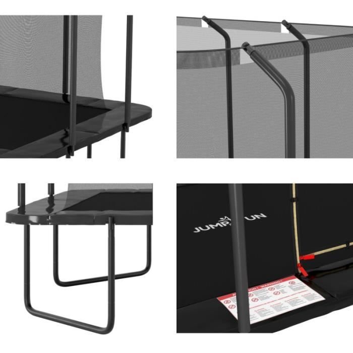 Trampoline - Luxury - Rectangle - 244 x 305 cm - Noir - Pack complet avec échelle et filet de sécurité