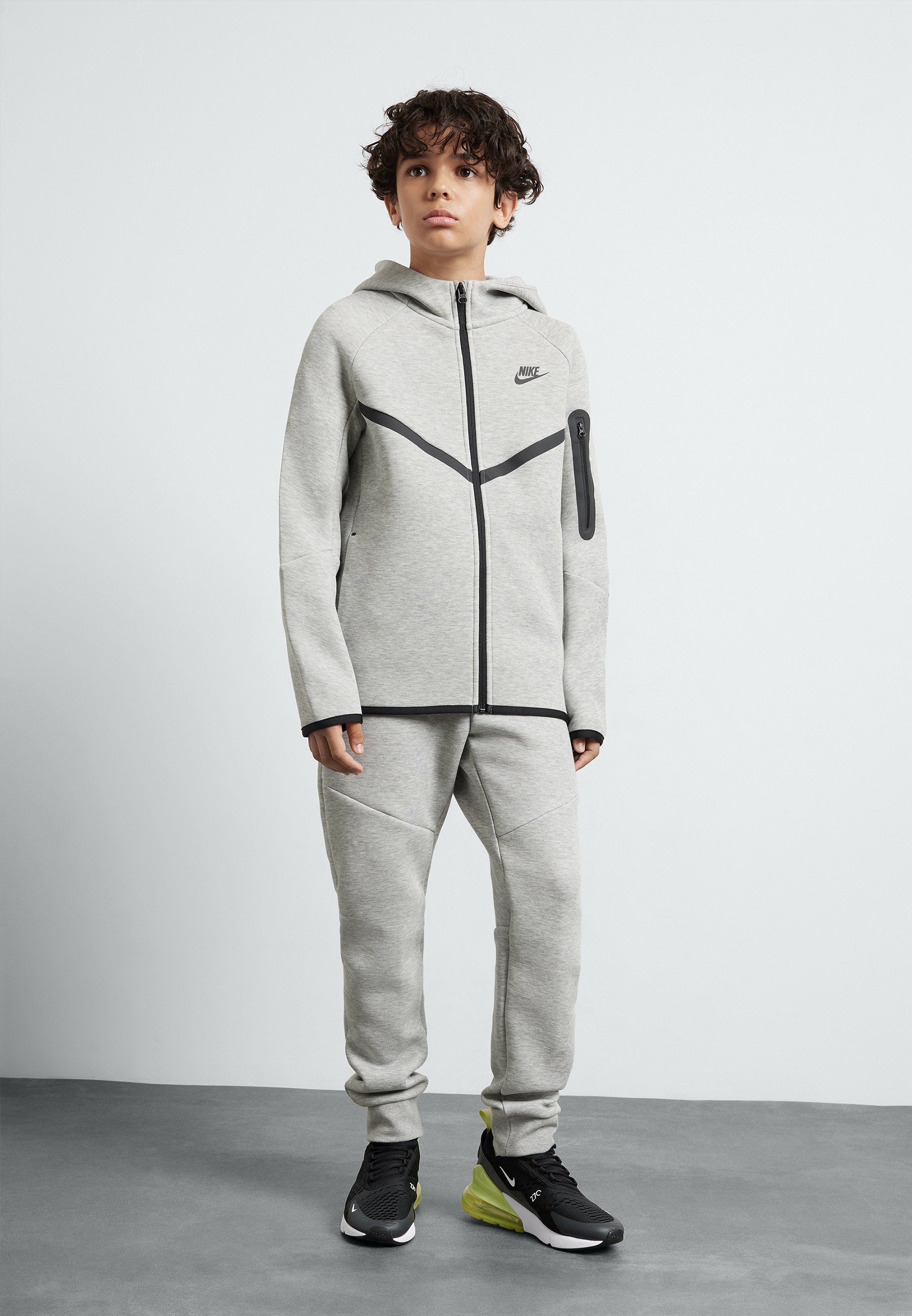 Sweat-shirt zippé Nike Sportswear unisexe - Gris chiné foncé/noir