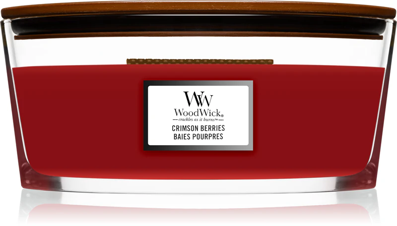 Vela aromática Woodwick Crimson Berries com pavio de madeira (hearthwick)