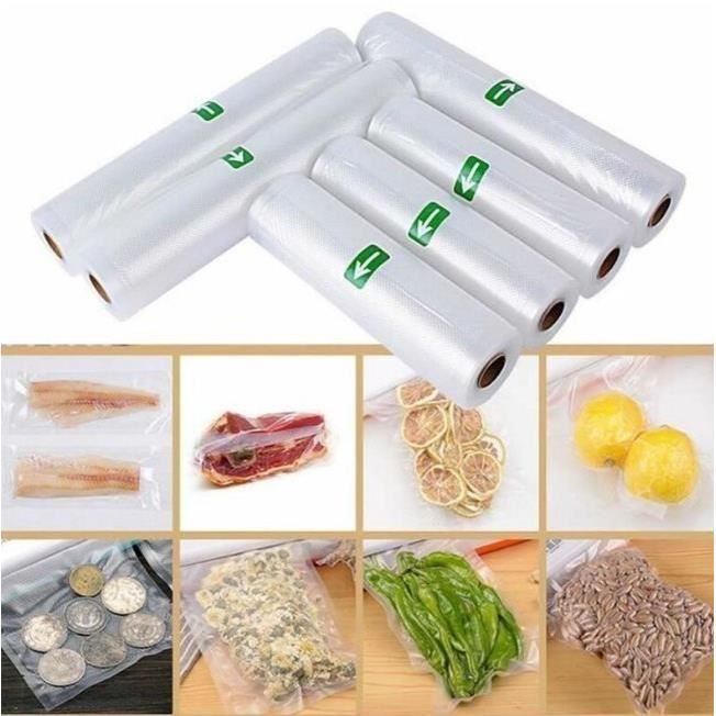 Bolsas para vacío - Paquete de 6 rollos - 20x500cm - 28x500cm - Nylon PE impermeable