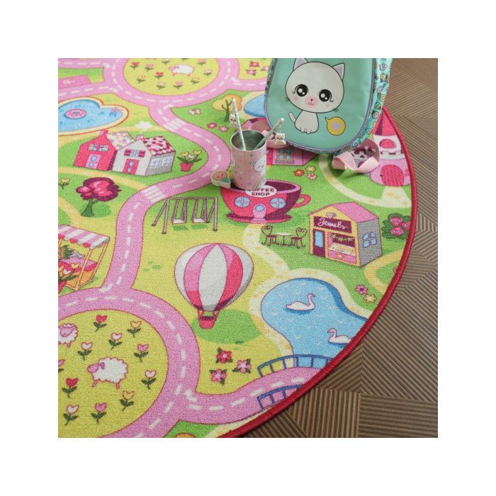 Tapis rond de jeu enfant - Circuit de voiture - Shopping - Ø 150 cm