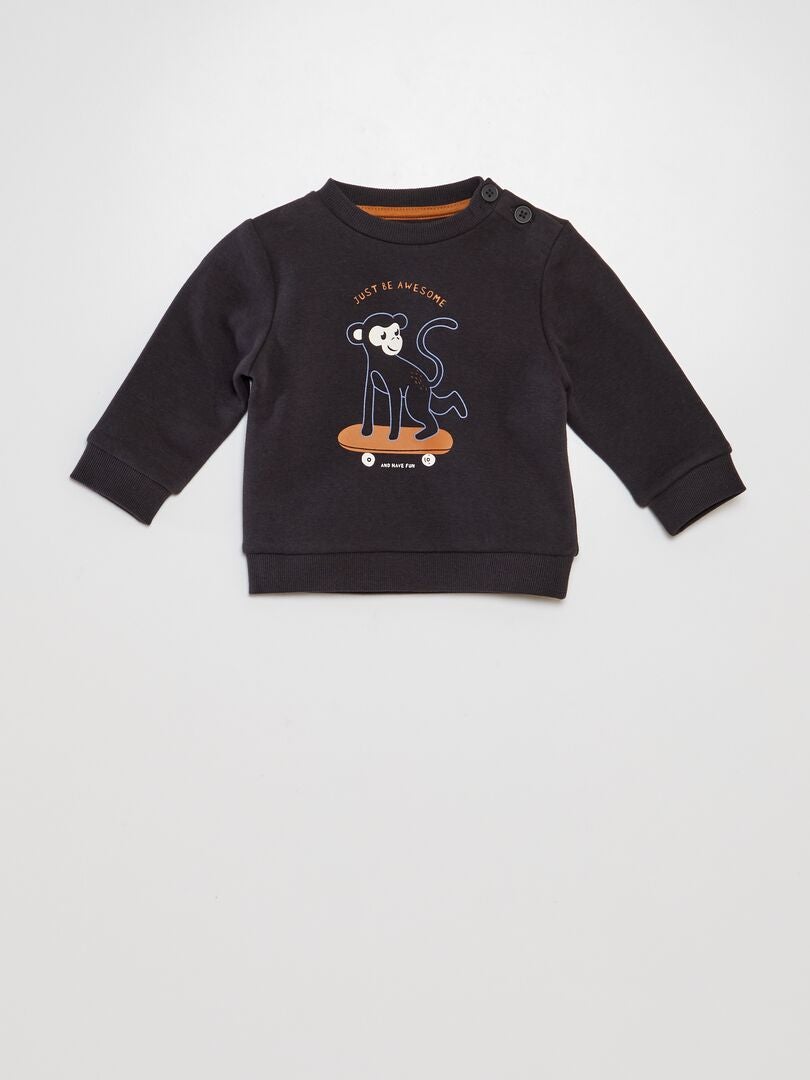 Jogging set bestaande uit sweatshirt en broek - 2-delig - Grijs/Bruin