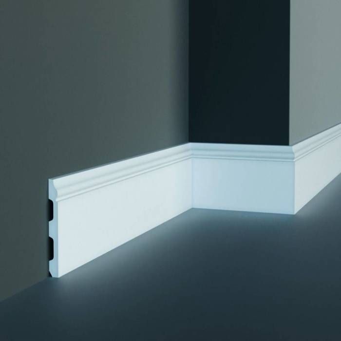 Plinthe 80 x 12 x 2000 mm en PU HD Goulotte Résistant Hydrofuge Blanc 2 mètres