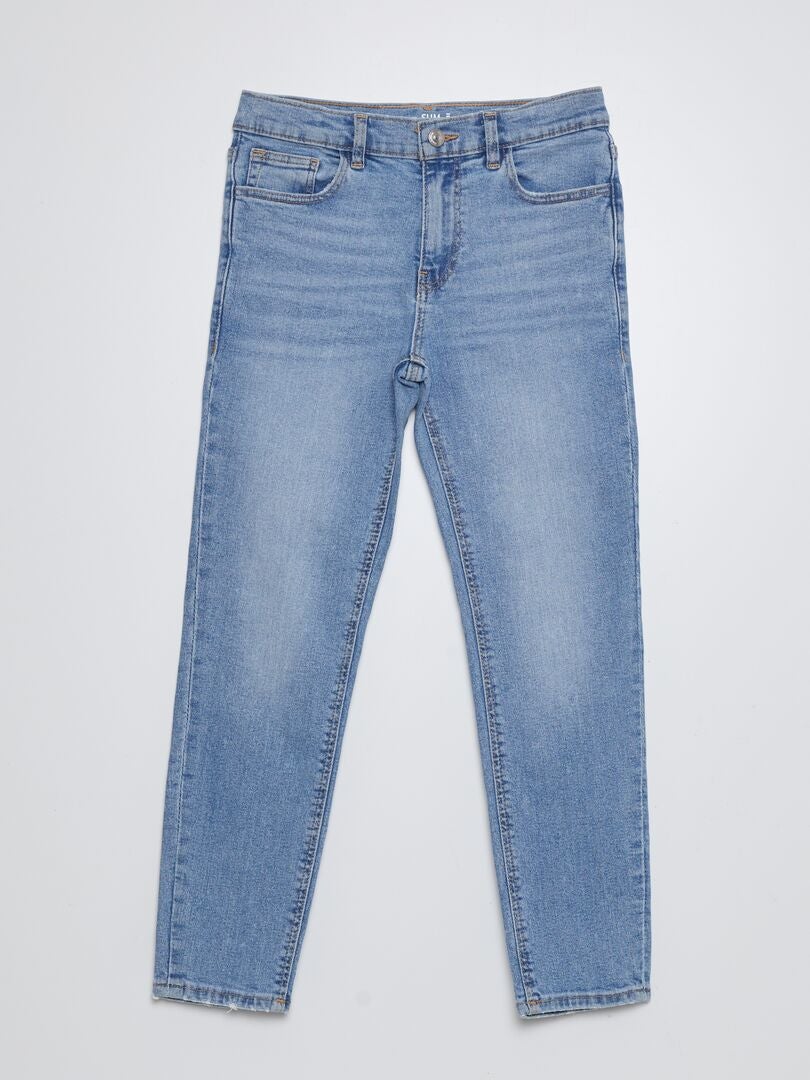 Calça jeans slim de cintura alta ajustável - AZUL