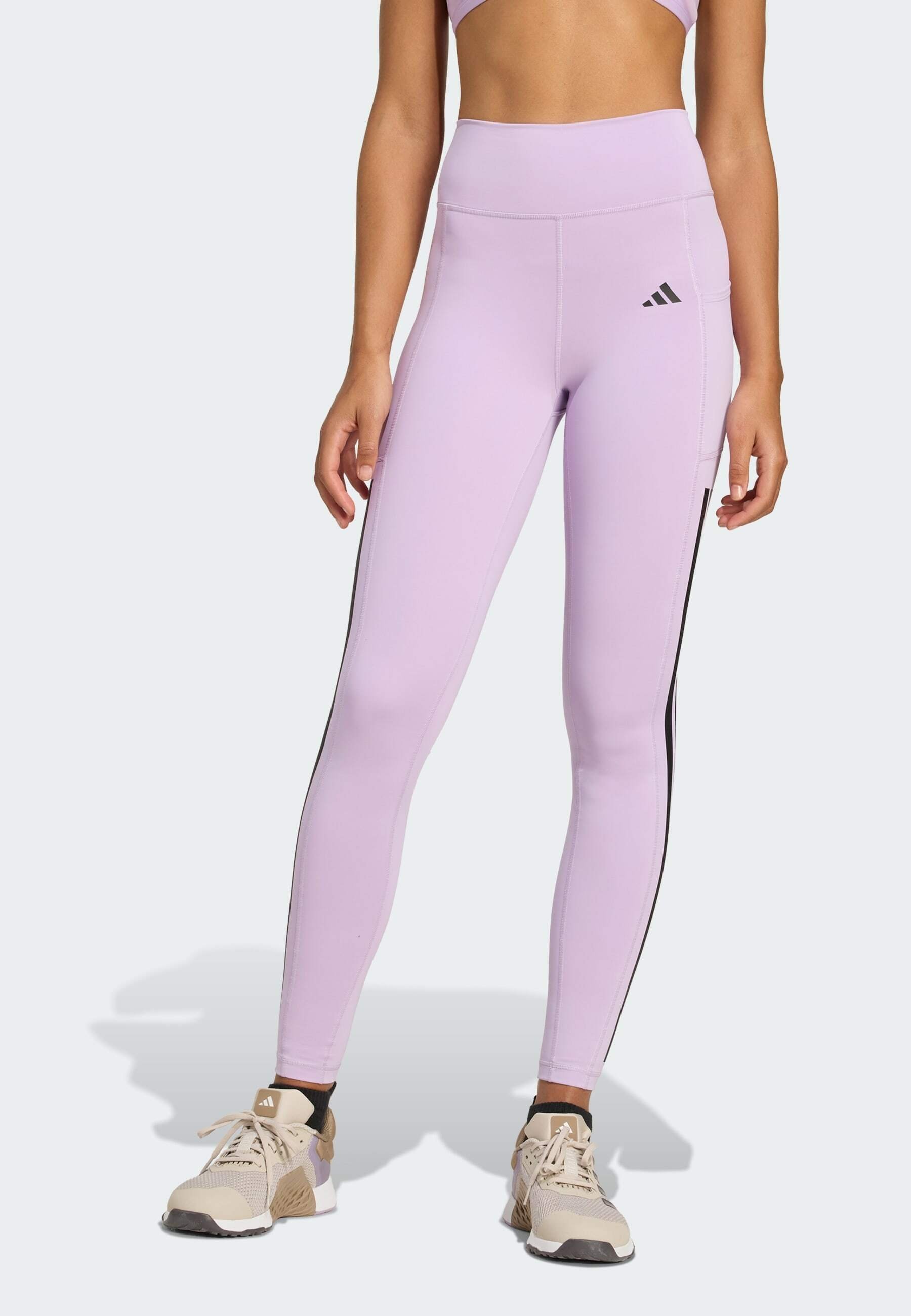 Legging adidas Performance OPTIME 3-Stripes - Plum poudre