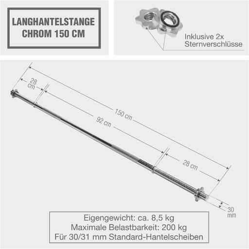 Bară de greutăți Spinlock Star 150cm de la Gorilla Sports