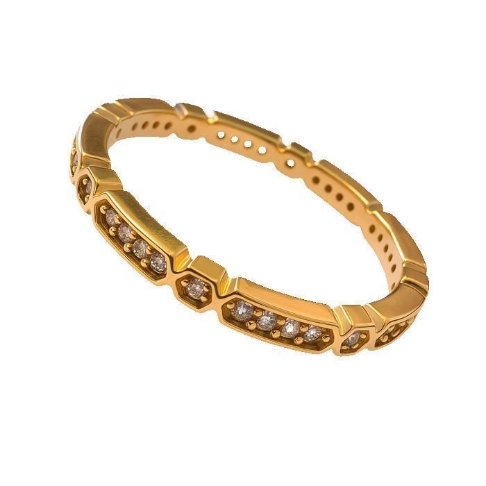 Bague Jonc Alliance Femme Plaqué Or 18 Carats & Zirconium – Anneau Géométrique Hexagonal Tendance – Éclat Durable