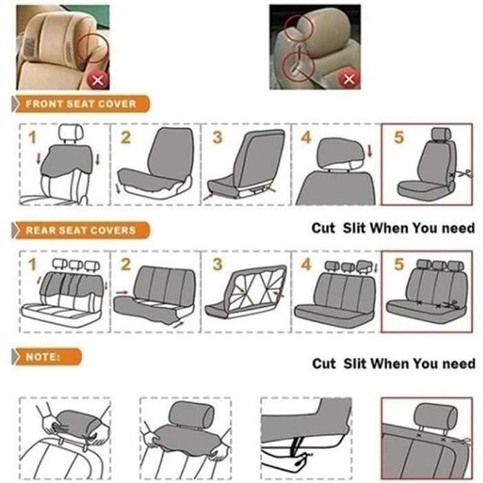 Funda para asiento de coche - Juego universal de fundas - Paquete de 4 - Gris - Malla de nailon y esponja