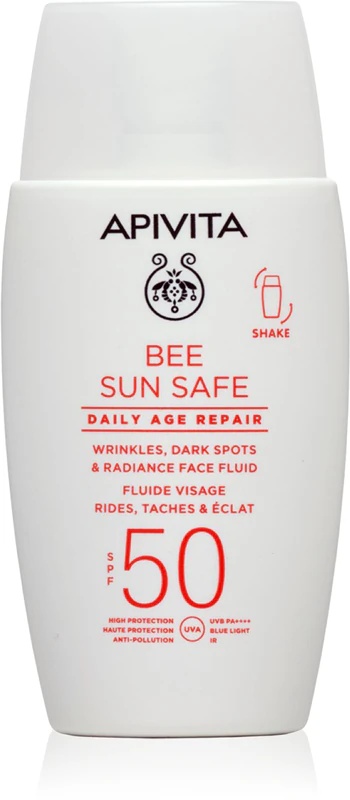 Apivita Bee Sun Safe Daily Age Repair Fluid SPF50 zaščitni fluid proti gubam SPF 50