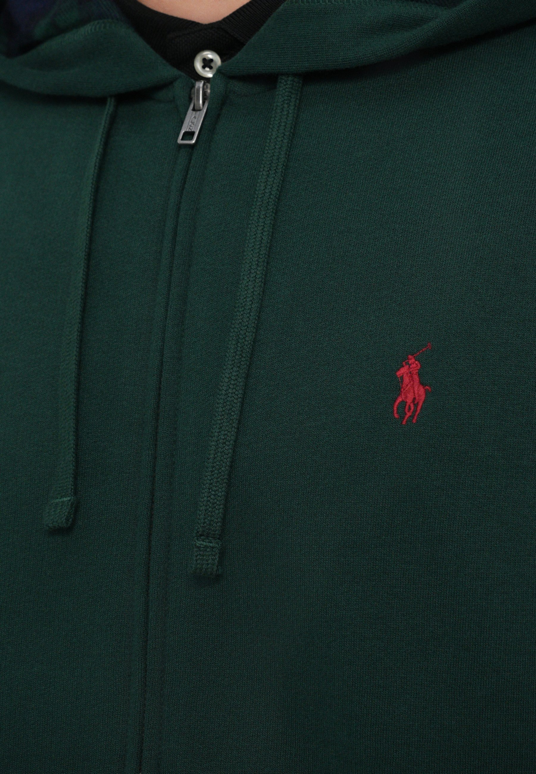 Polo Ralph Lauren ilgomis rankovėmis megztinis - užtraukiamas džemperis - samanų agato spalvos