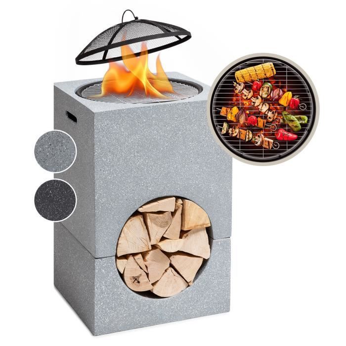 Barbecue Blumfeldt Monolith con griglia in MGO e vassoio in acciaio - Grigio chiaro