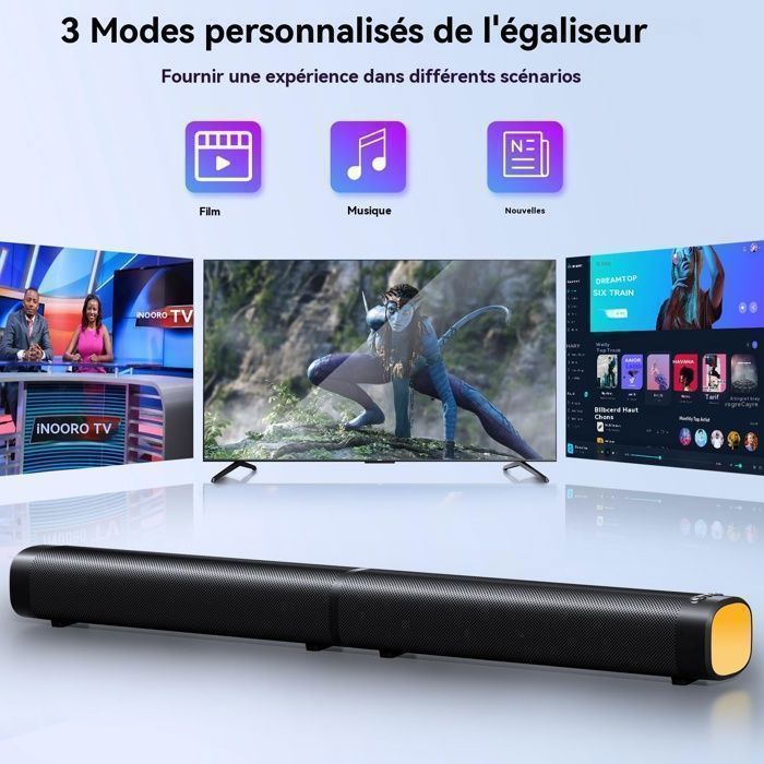Barra de sonido para TV - Refuerzo de graves - Barra de sonido con subwoofer para cine en casa - HDMI ARC