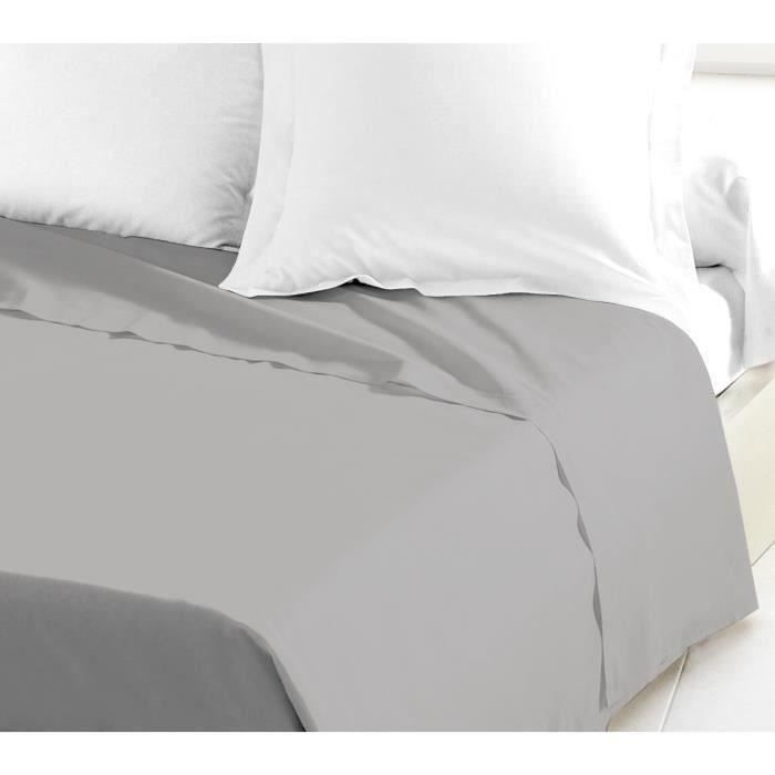 Sábana plana LOVELY HOME 100% algodón 180x290 cm - Individual - Gris claro