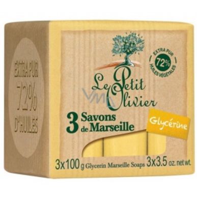 Le Petit Olivier Glycerin Marseille bar muilo pakuotė 3 x 100 gr 3 x 100 gr