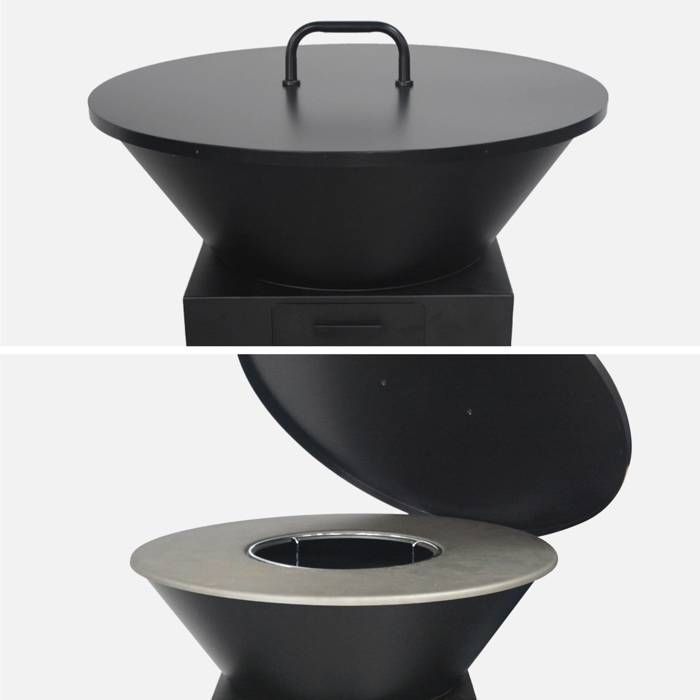 MOMBACHO Ø81,5cm barbecue vuurkorf met grillrooster, opbergruimte, deksel en keukengerei