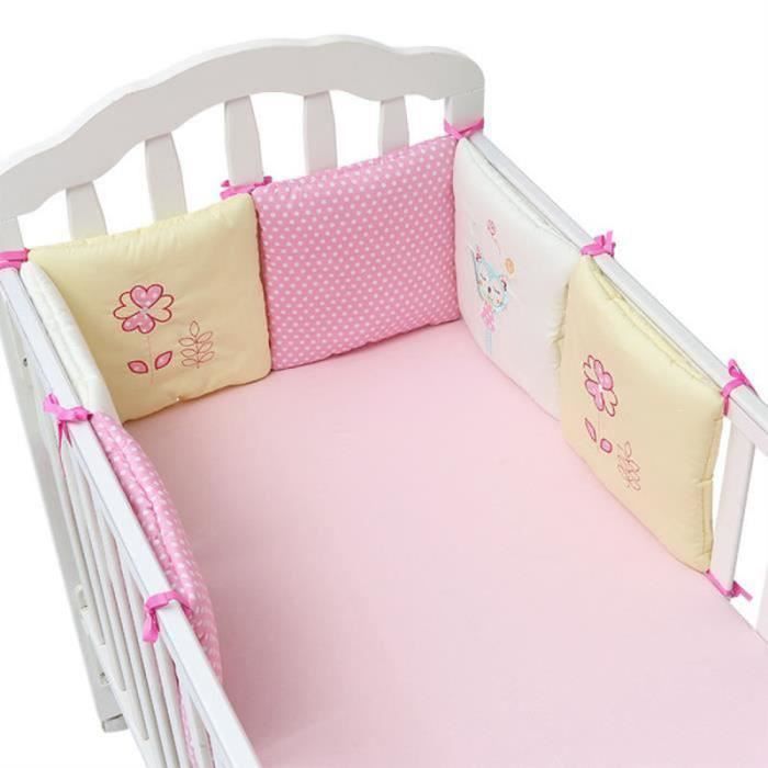 Tour de Lit 6 Pièces Ensemble - Marque - Modèle - Pare-choc Literie Enfant - Rose