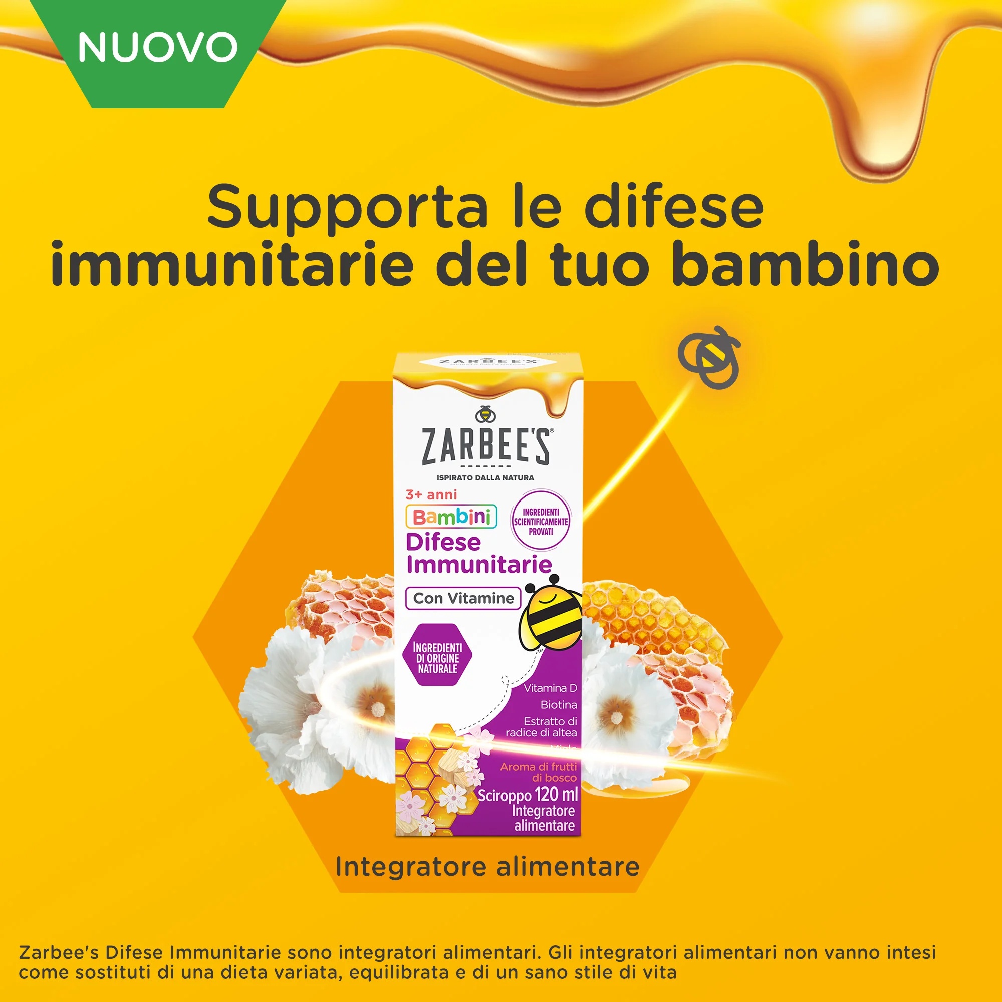 Zarbee's Immune Defenses siroop voor kinderen 120 ml met vitamine D