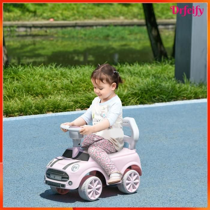 9932 Porteur Enfants Voiture 18-36 Mois Volant klaxon et Butée Anti-bascule Charge 25 kg 53x25x35 cm Rose