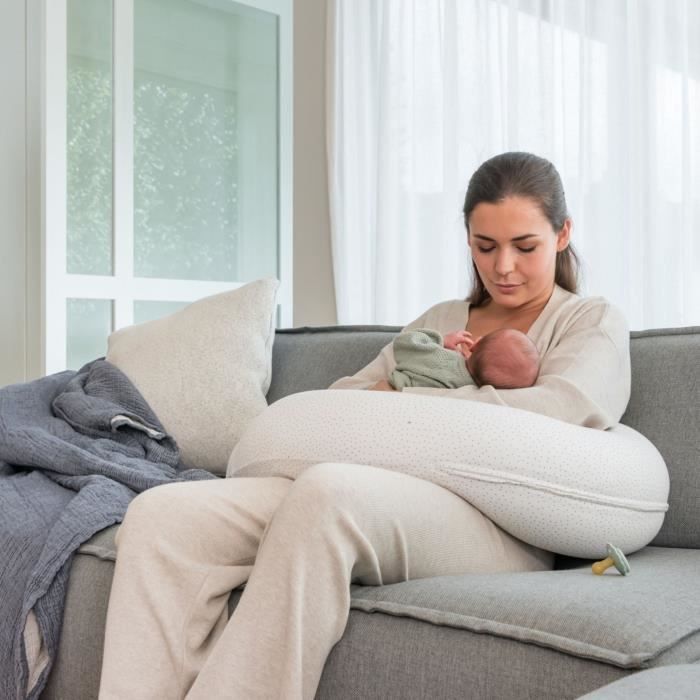 doomoo Coussin de Grossesse et Coussin d'Allaitement Buddy, Ultra Confort, Certifié Oeko-Tex, Silver Dots