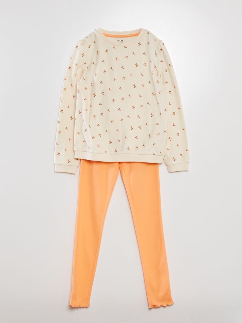 Set pijama tricou și colanți - 2 piese - ALB