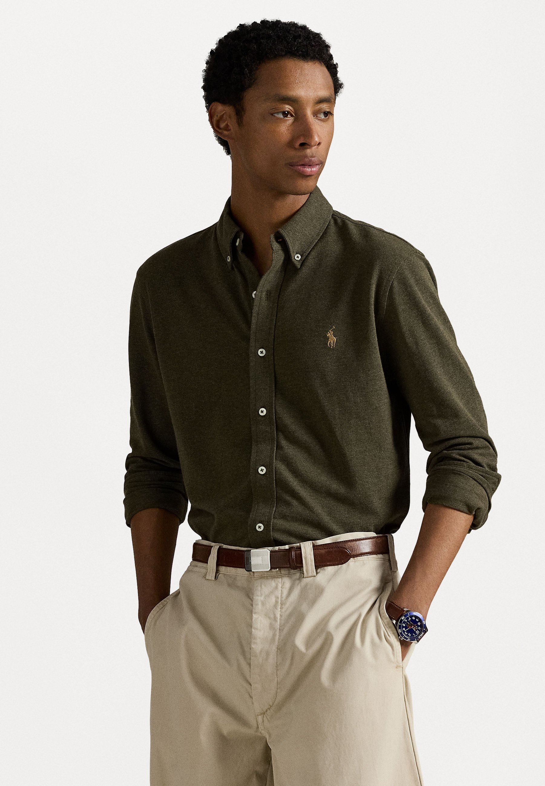 Polo Ralph Lauren Featherweight Mesh Shirt - Shirt - Wilson Olive Heather
