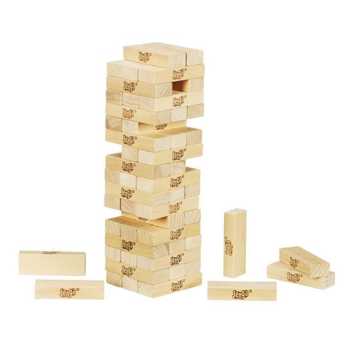 Jenga - Jeu de société classique - Blocs en bois massif - Pour enfants à partir de 6 ans