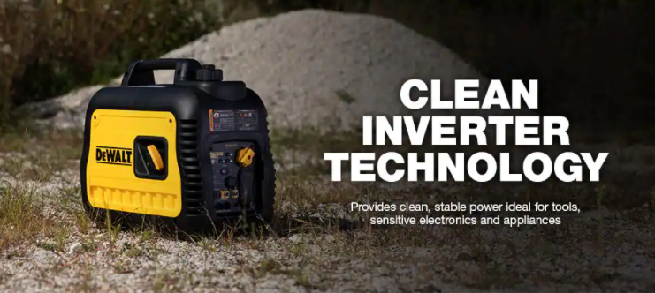 Gerador inversor DEWALT Ultra Silencioso de 2200 W com partida manual, movido a gasolina, afogador automático e tecnologia CO-PROTECT, 50-ST