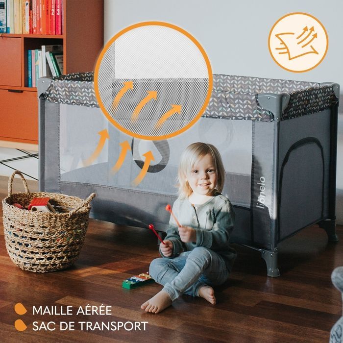 LIONELO 2-i-1 kompakt rejseseng fra Stefi - Baby kravlegård - 0-36 måneder - Bæretaske - Hurtig foldning - 2 x hjul - Beige