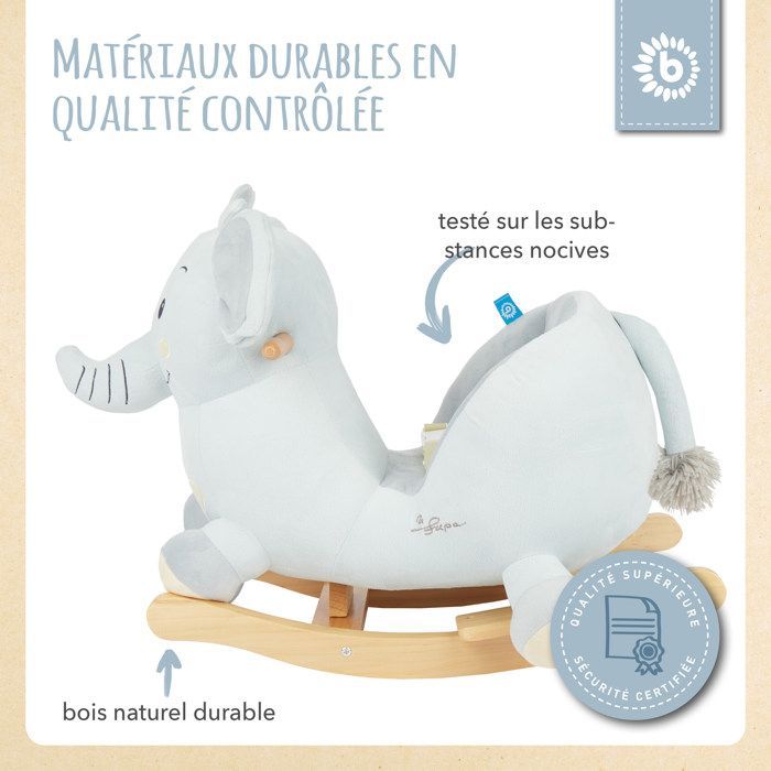 Bieco Tiko Olifant Knuffel | Schommelpaardje Baby Schommelpaardje Kinder Schommelpaardje