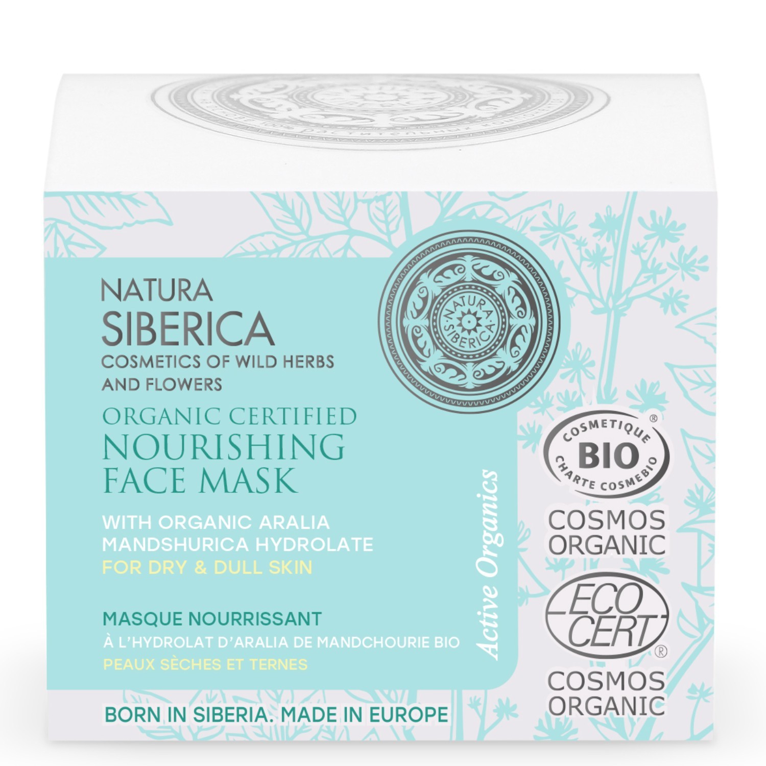 Natura Siberica Masque Visage BIO Nourrissant Peaux Sèches et Ternes à l'Aralia de Mandchourie