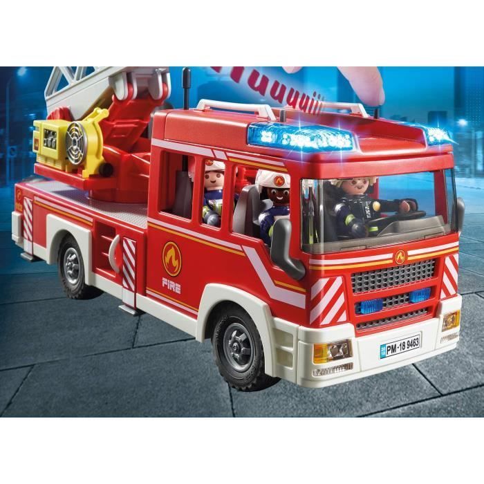 Véhicule - Playmobil - 9463 - Camion de pompiers - Échelle pivotante - Lumières et sirène