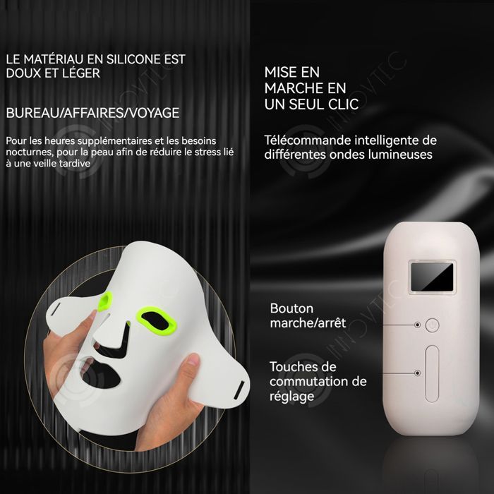 Mascarilla facial INN 5W, mascarilla de silicona LED de 7 colores y dispositivo de belleza para el cuello, cuidado facial completo y