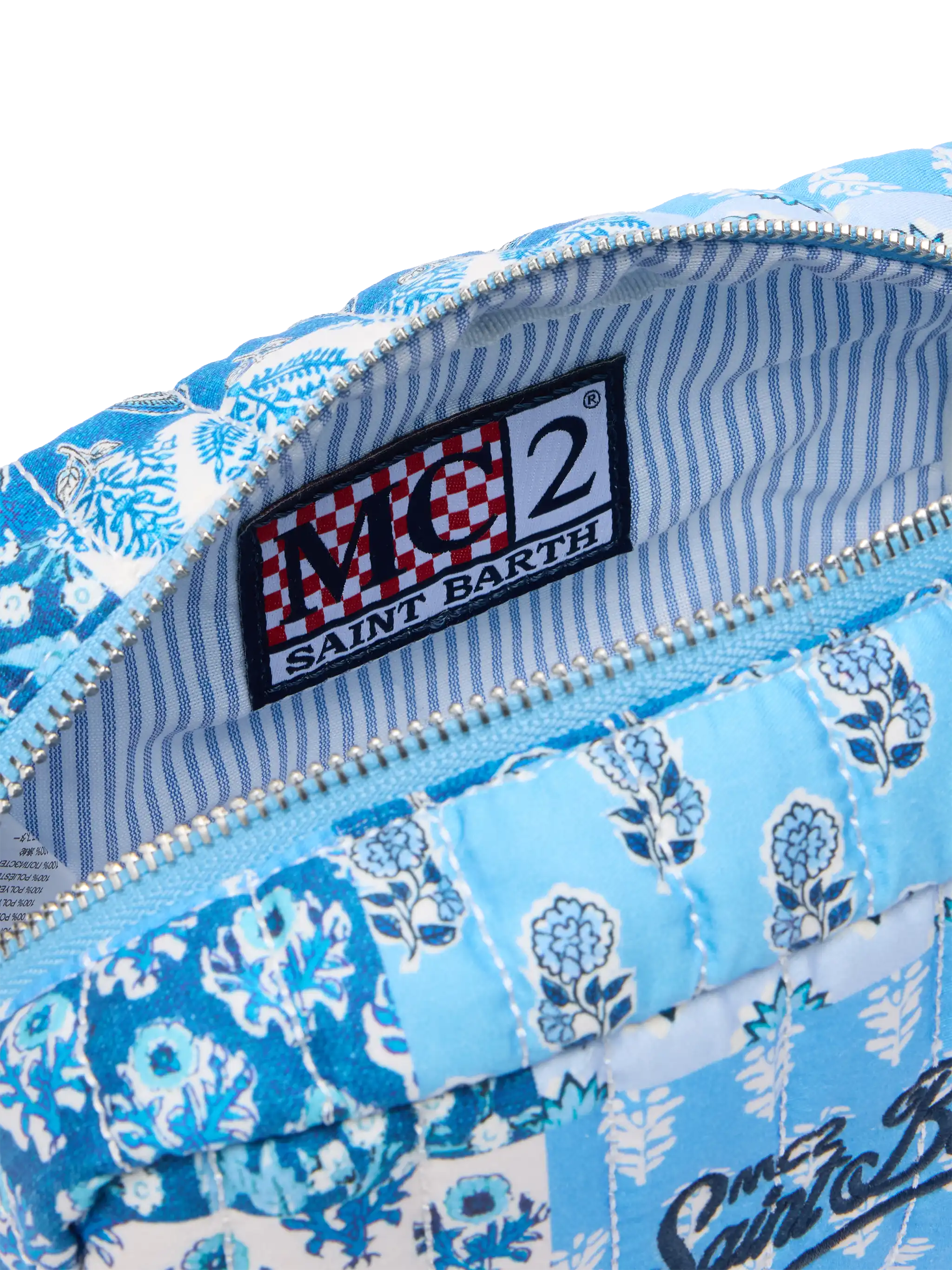 Gewatteerd zacht etui met blauwe bloemen