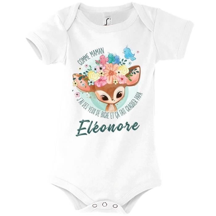 Body para bebé - Eléonore - Blanco - Algodón - Nombre de niña